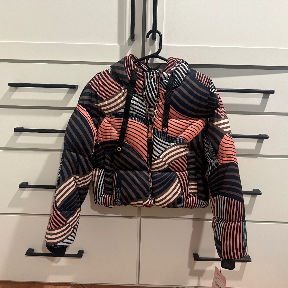 Avec Les Filles Striped Ski Jacket - Black, Pink, White